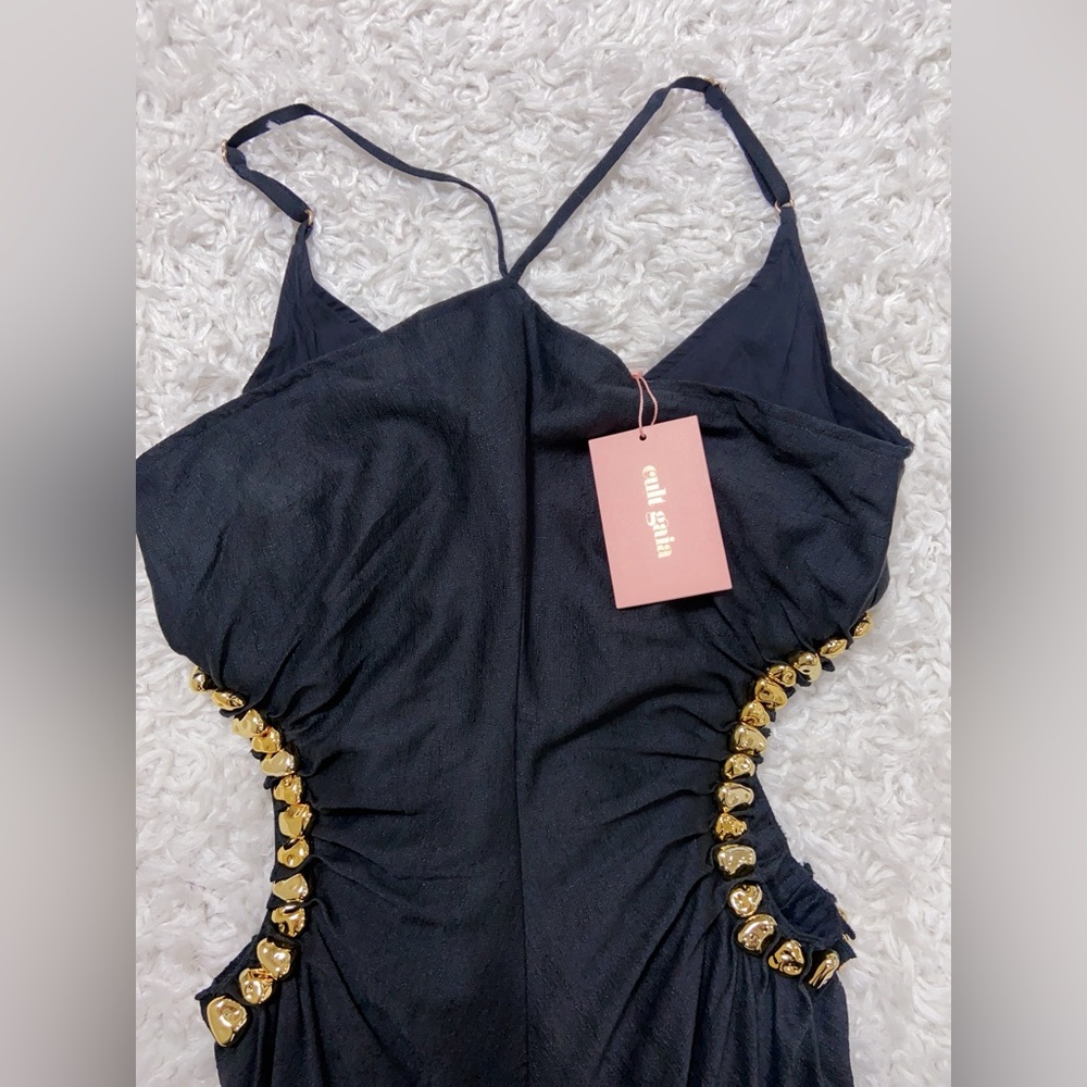 NWT Cult Gaia Silvia Embellished Faille Cut-Out Midi-Dress - Picture 11 of 11